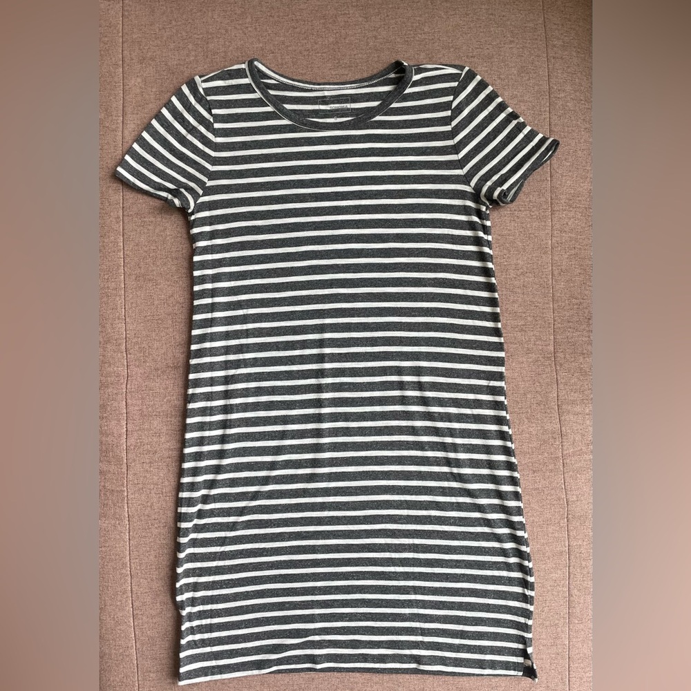 Striped Midi-Length T-Shirt Dress